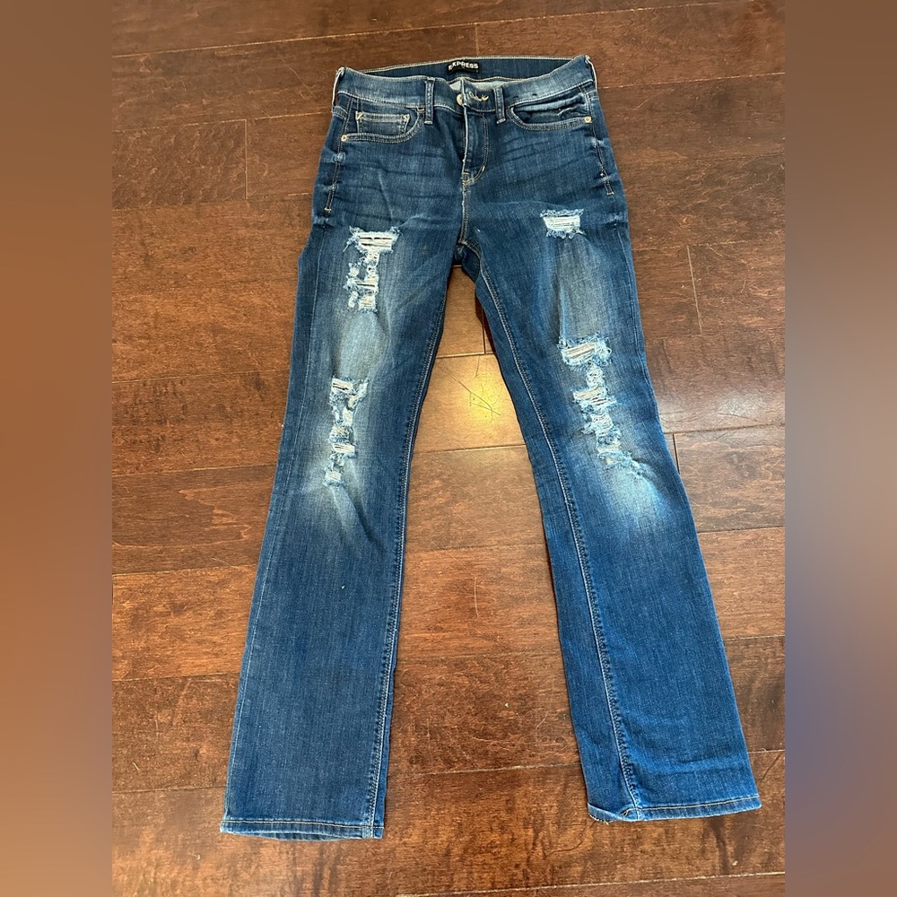 Express Jeans, boot cut, distressed, size 2S